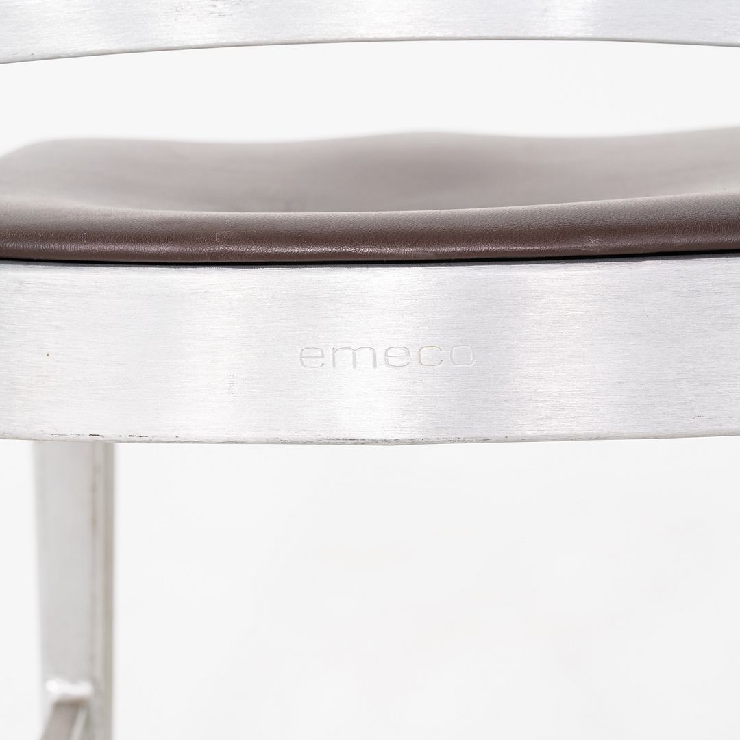 2010s Emeco 1006 Navy Dining Chair Aluminum with Brown Seat Pad 15x Available