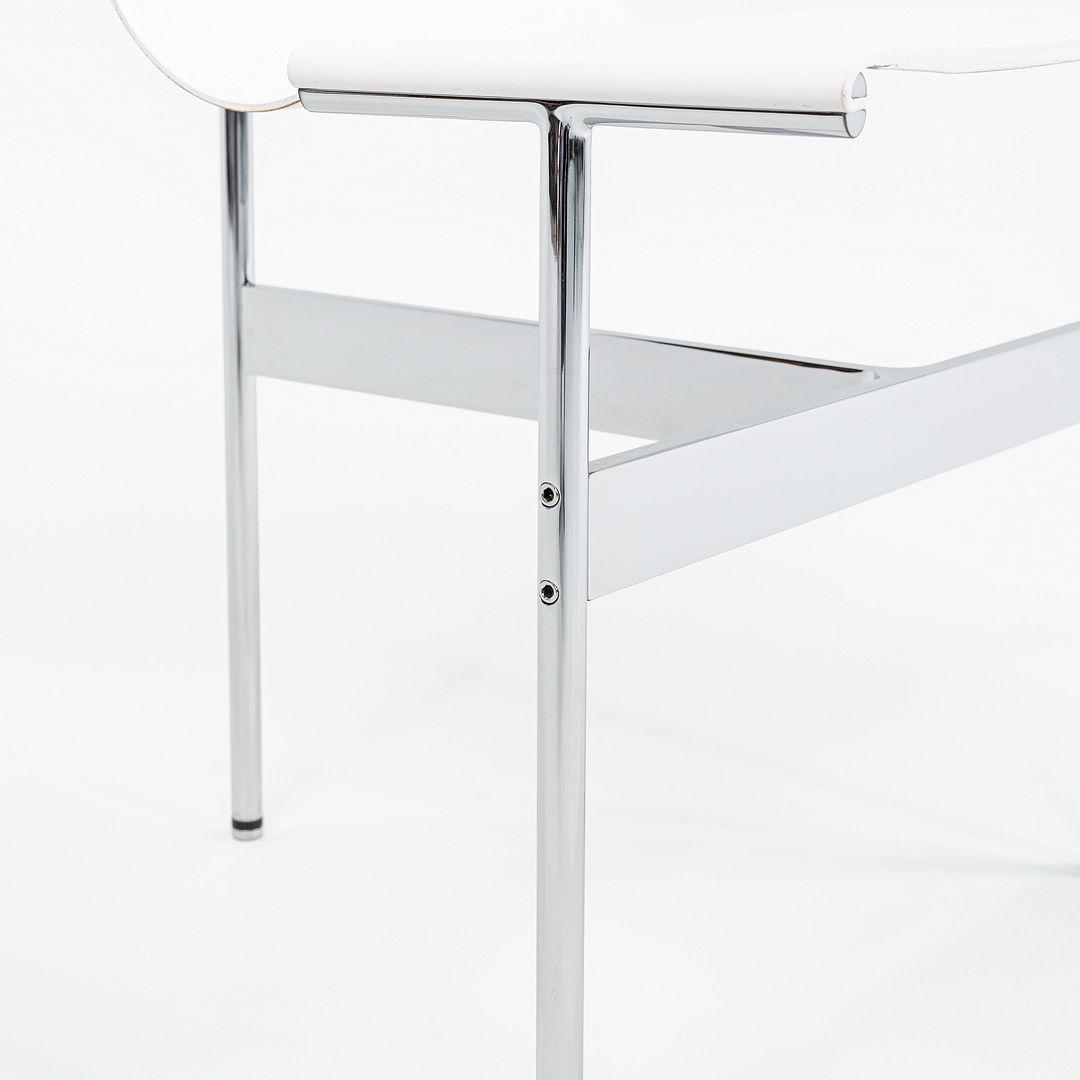 Set of Four Made to Order Gratz TG-10 Sling Dining Chairs White Leather & Chrome