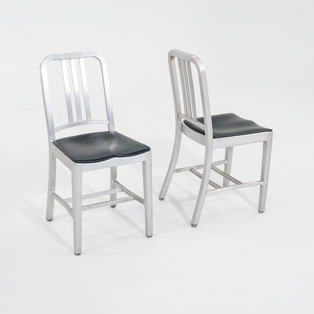 2010s Emeco 1006 Navy Dining Chair Aluminum with Black Seat Pad 35x Available