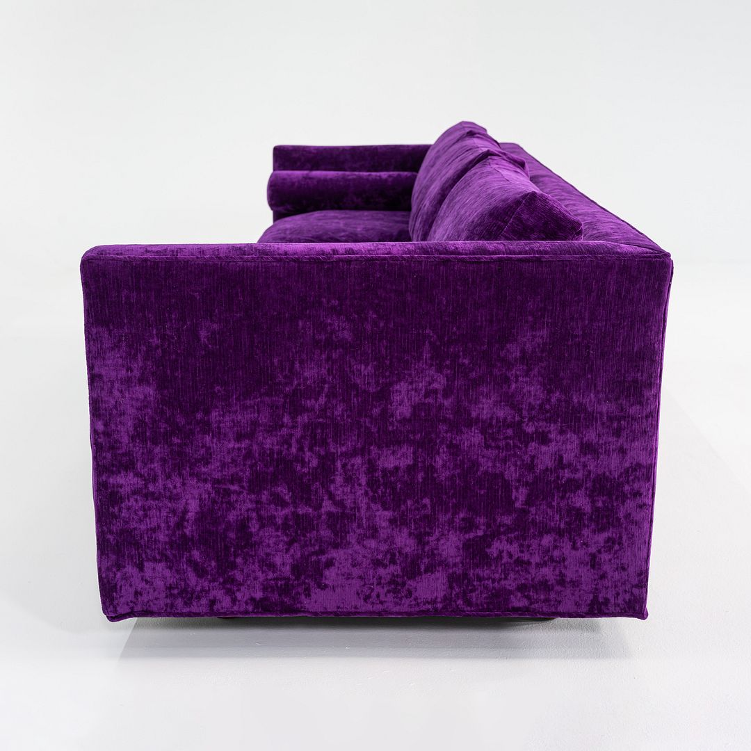 1970s Harvey Probber Attributed Tuxedo Sofa in Purple Velvet Upholstery 2x Avail