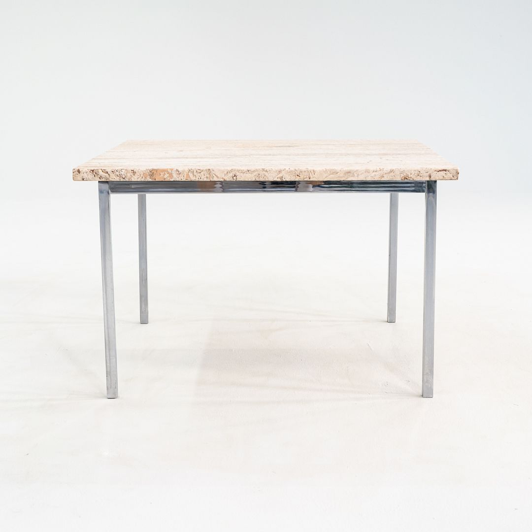 1970s Pair of Chrome and Travertine Side / End Tables Attributed to Knoll 27"