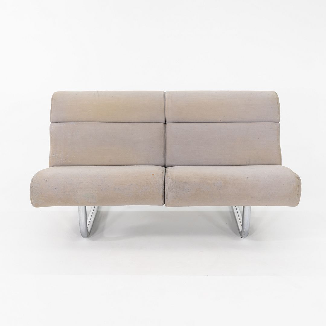 C. 1970s Richard Schultz Design Prototype Loveseat Sofa Tubular Polished Steel