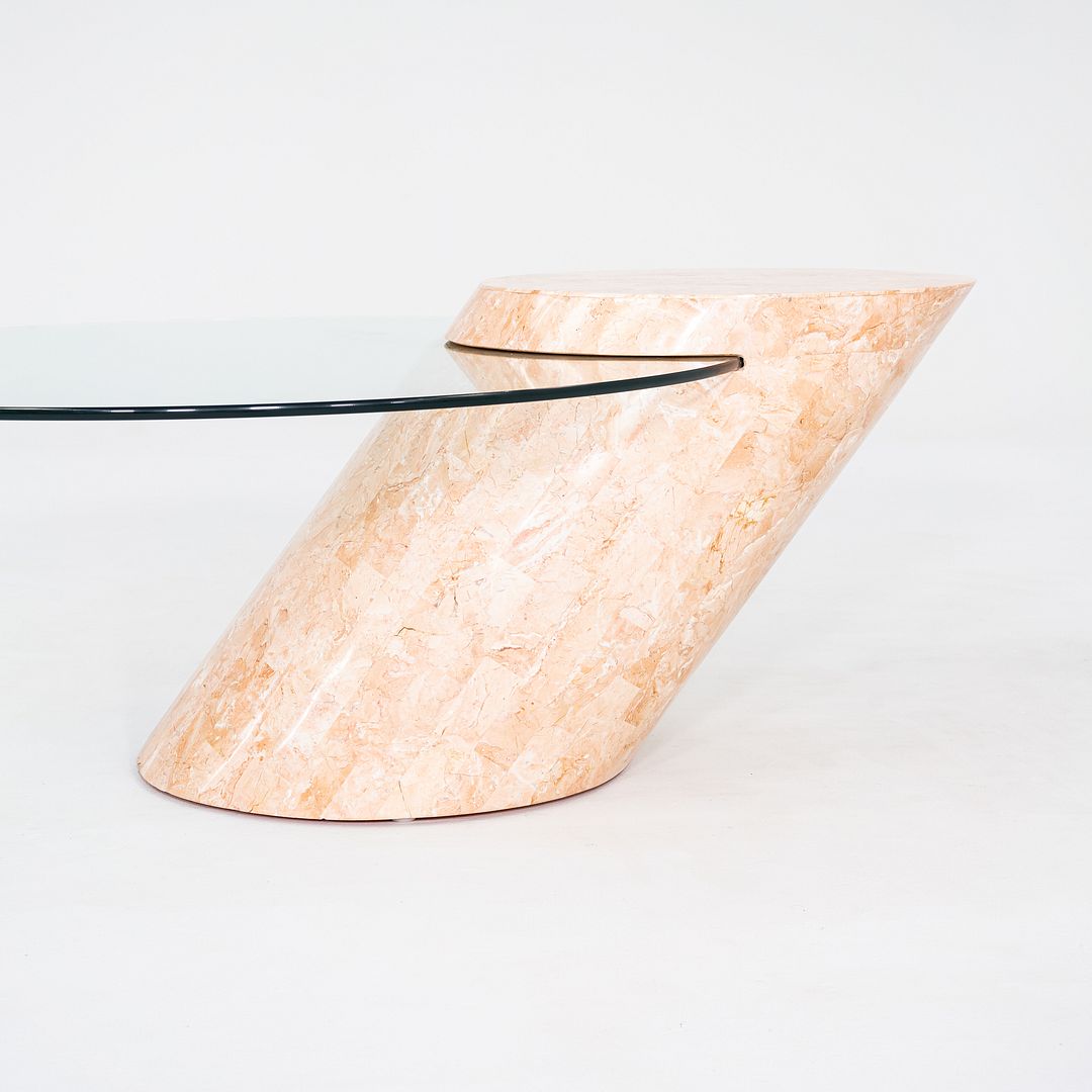 1980s Tessellated Marble and Glass Cantilevered Coffee Table