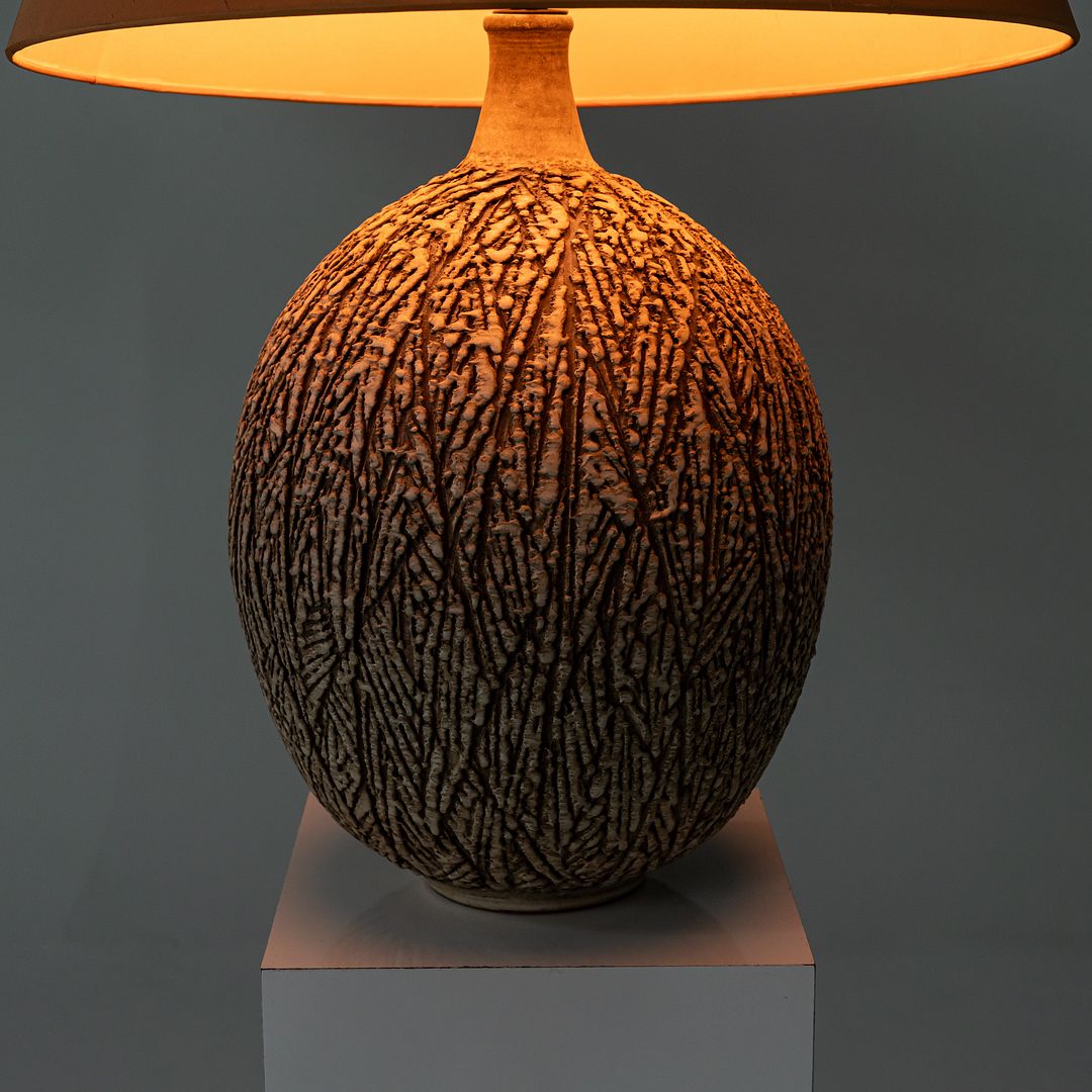 1950s Sgraffito Hand-Thrown Pottery Table Lamps by Lee Rosen for Design-Technics