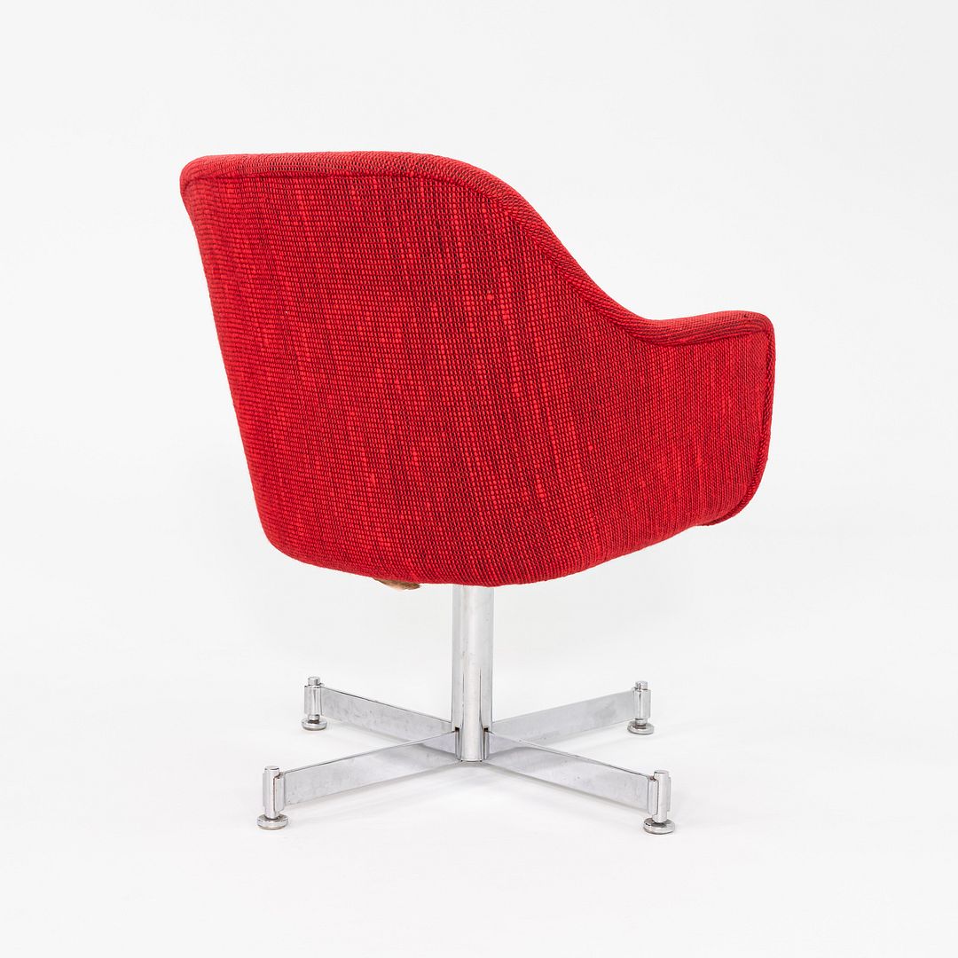1970s Ward Bennett for Brickel Associates Bumper Swivel Armchair in Red Fabric