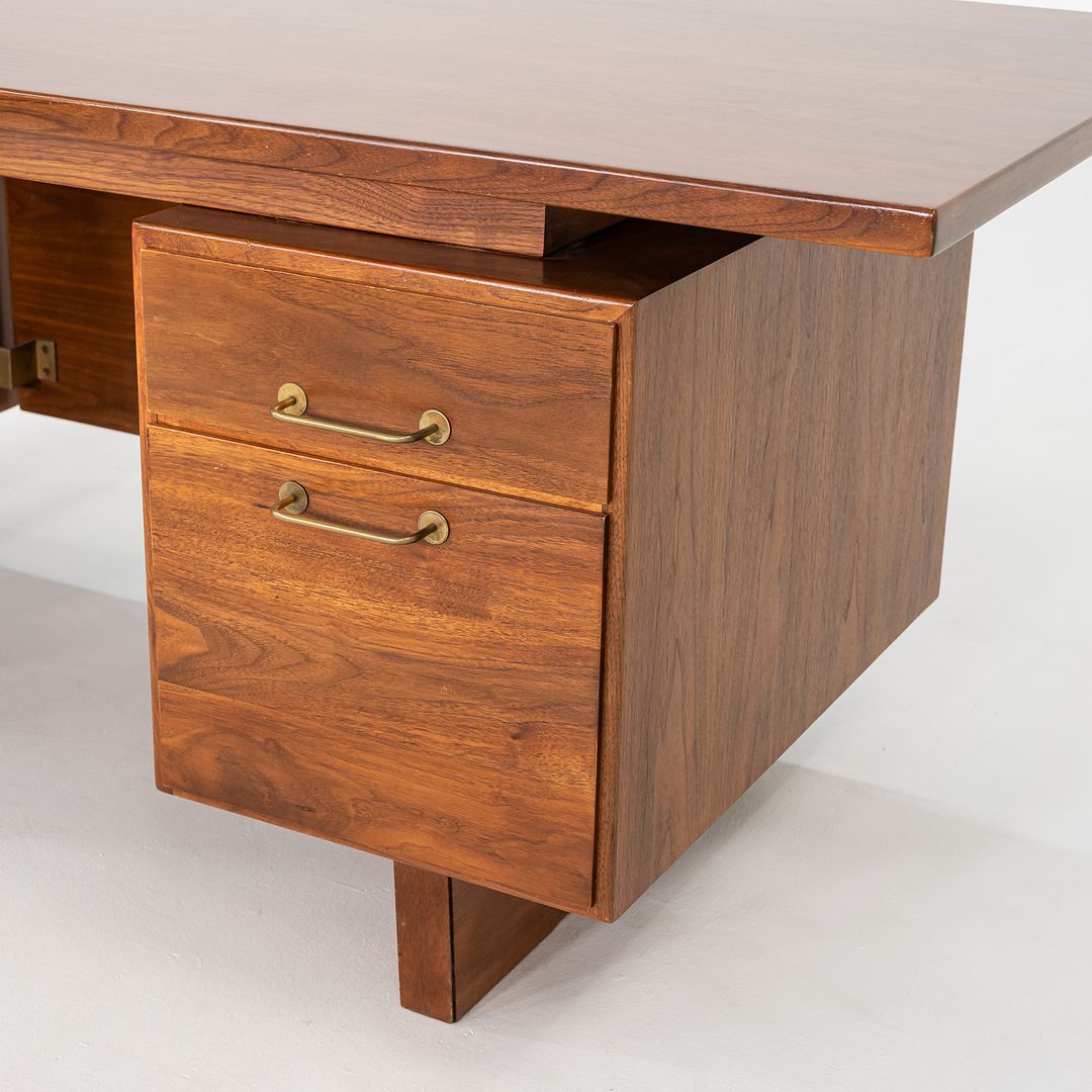 1970s Jens Risom Design Executive Desk in Walnut with Five Drawers