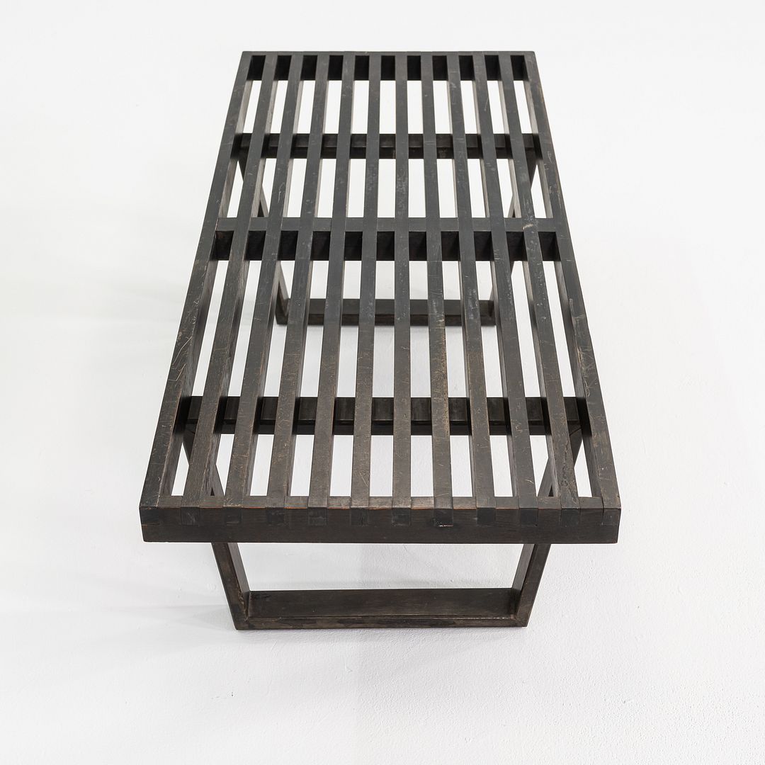 1950s George Nelson for Herman Miller Slatted Bench in Ebonized Wood, Model 4992