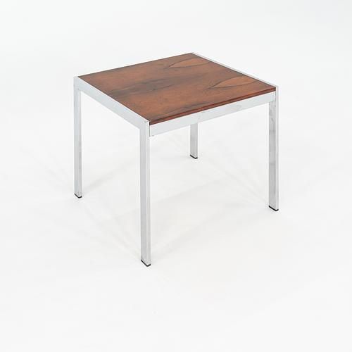 1970s Italian Rosewood Side / End Table with Chromed Steel Base, 22 x 24 in