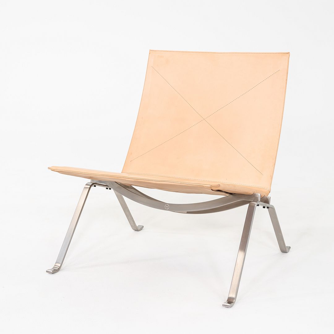 2020 Poul Kjaerholm for Fritz Hansen PK22 Lounge Chair Rustic Leather Upholstery