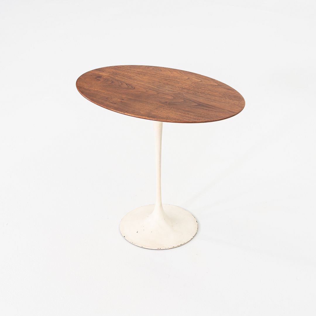 C. 1959 Eero Saarinen for Knoll Oval Tulip Pedestal Side Table w/ Walnut Top