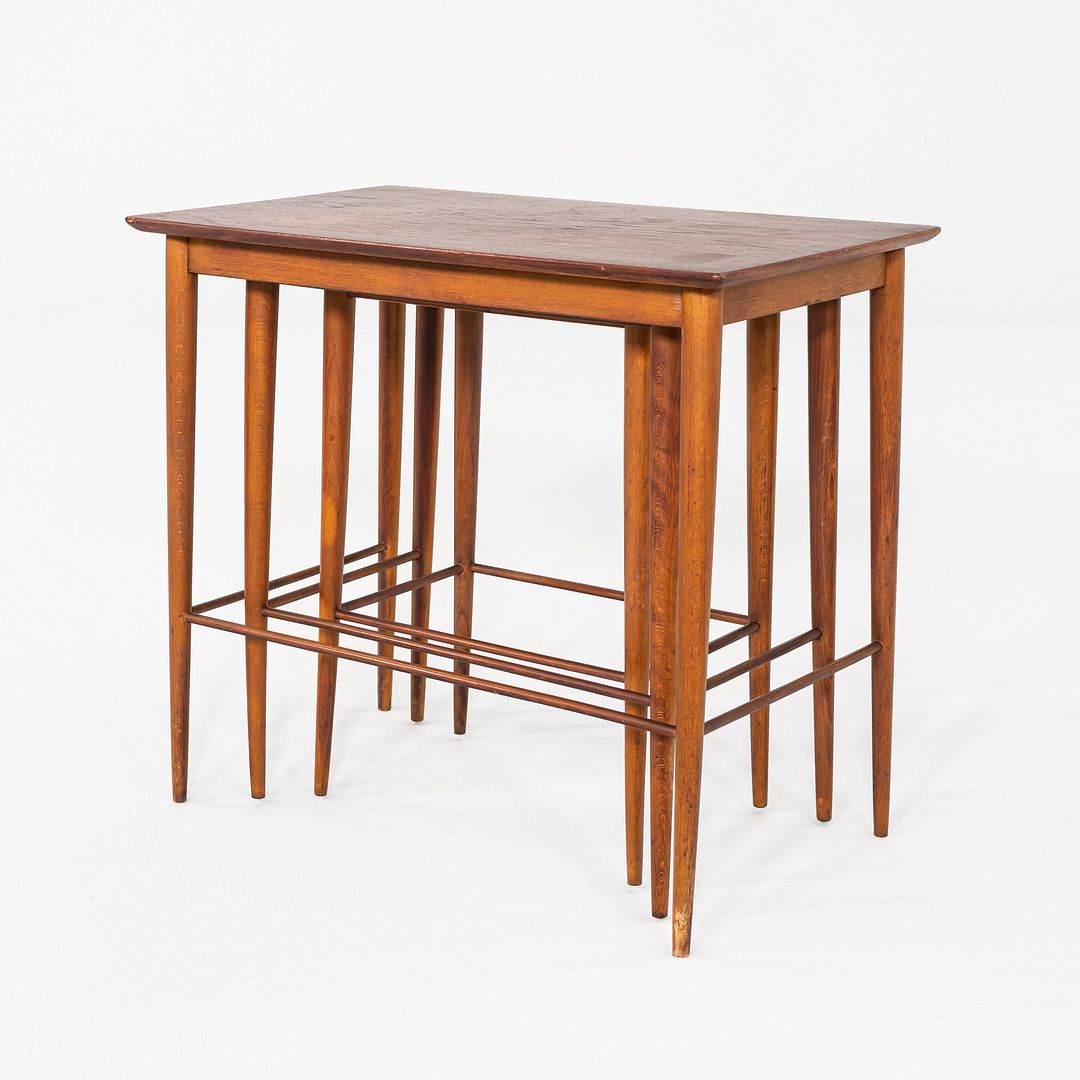 1970s Set of Three Danish Teak Nesting Tables with Clean Lines, Made in Denmark