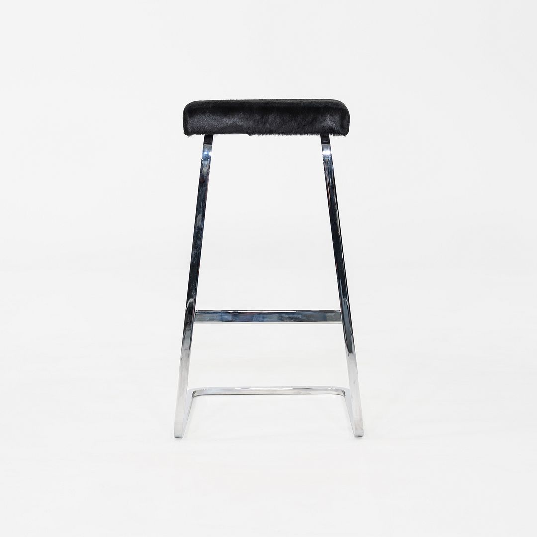 2020s Mies Van Der Rohe for Knoll Four Seasons Bar Stool Hair on Hide 7x Avail