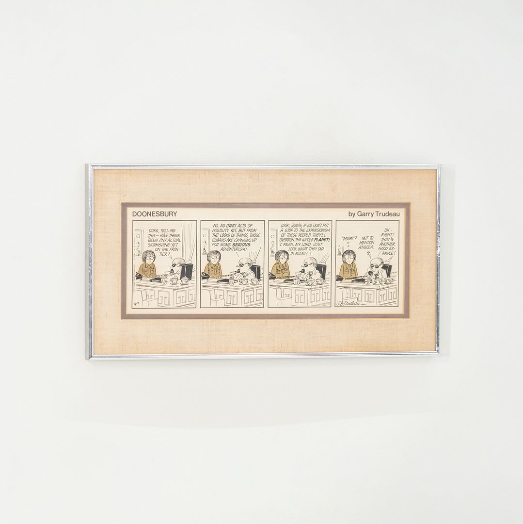 SOLD 1976 Original Framed Double Matted Doonesbury Cartoon by Garry Trudeau, April 07