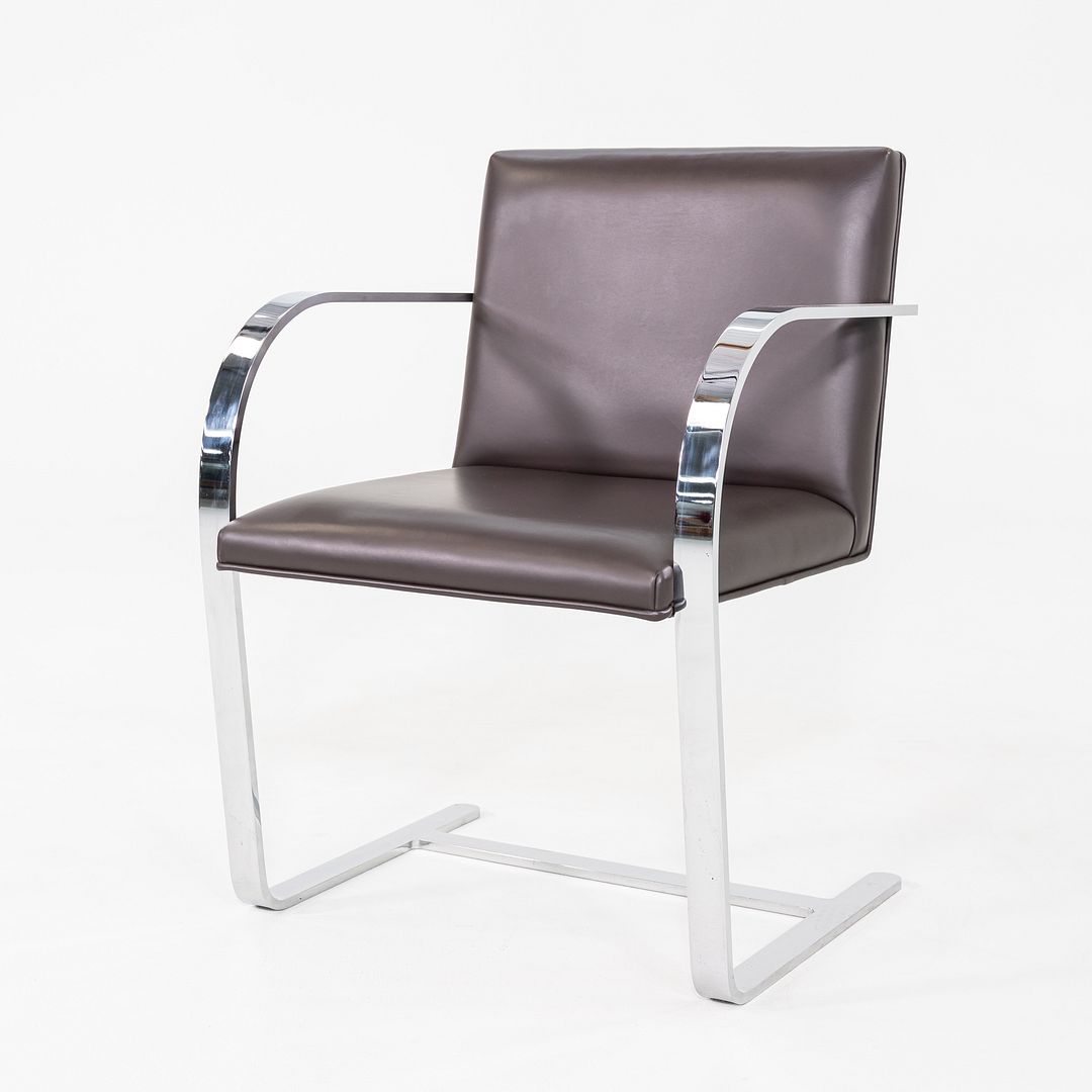 2010s Mies van der Rohe Flat Bar Brno Dining Chair in Brown Leather 12+ Avail