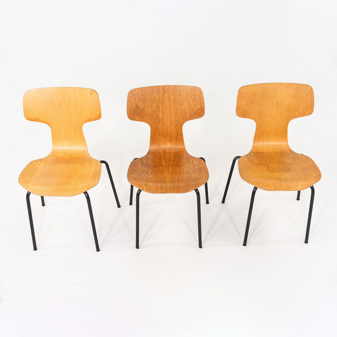 1976 Set of Three Arne Jacobsen Fritz Hansen 3123 Children's Chairs in Veneer