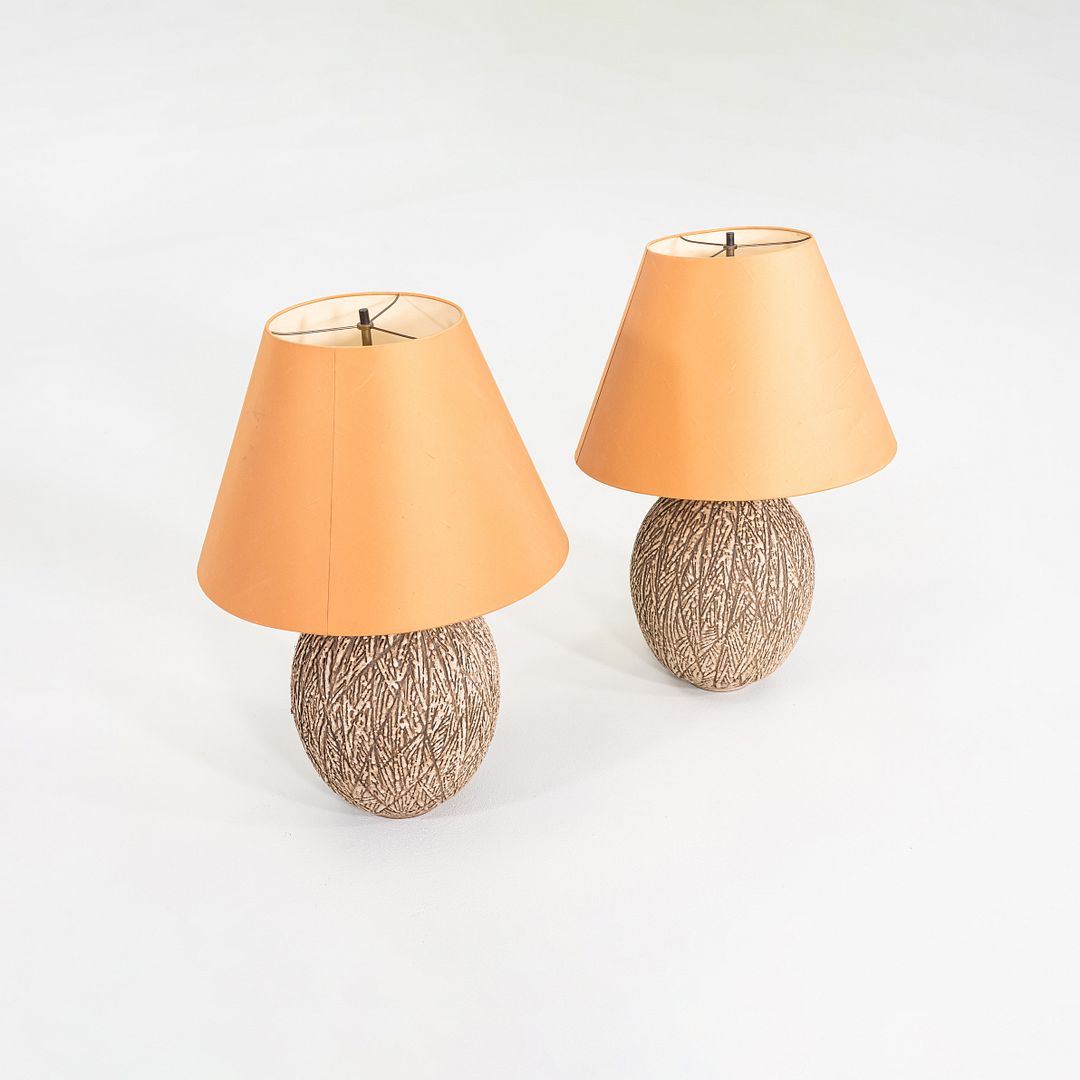 1950s Sgraffito Hand-Thrown Pottery Table Lamps by Lee Rosen for Design-Technics