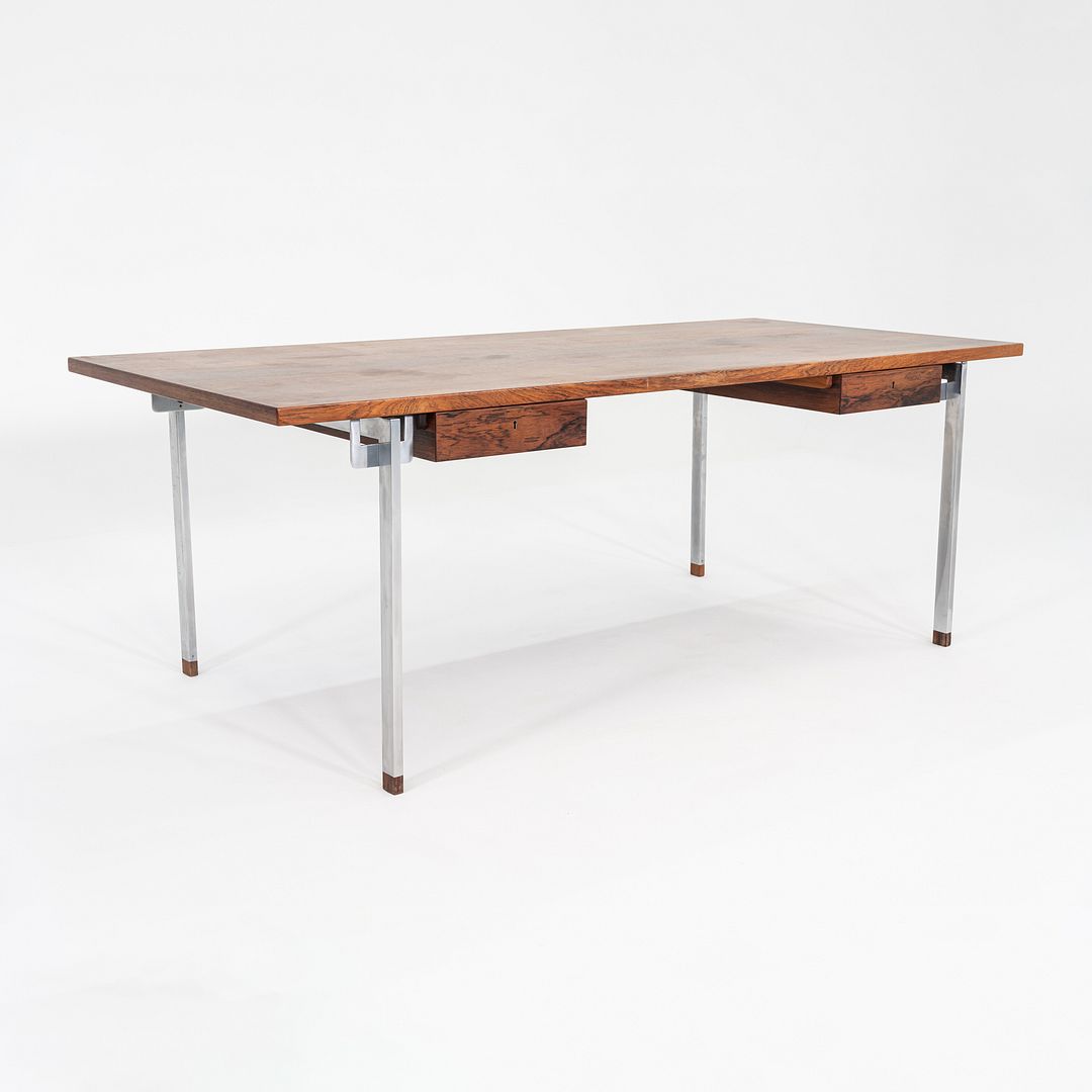 1960s Hans J. Wegner for Andreas Tuck AT325 Desk in Rosewood and Brushed Steel