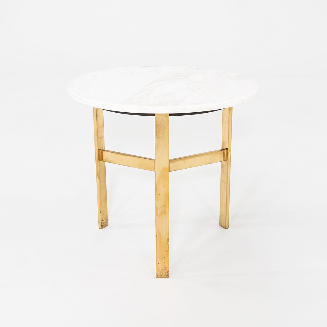 1970s Jacob Epstein Cumberland Side / End Table w/ Bronze Base & Marble Top 22"