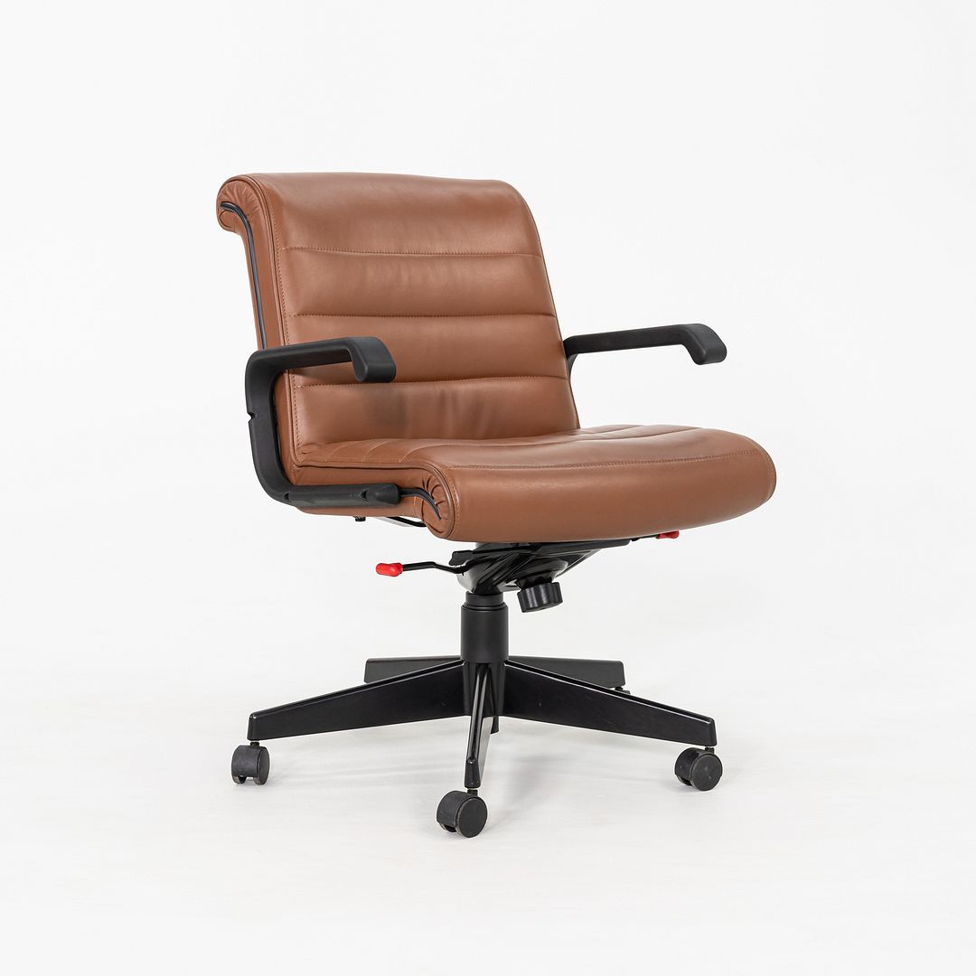 2005 Richard Sapper for Knoll Management Desk Chairs in Dark Cognac Leather 16x Available
