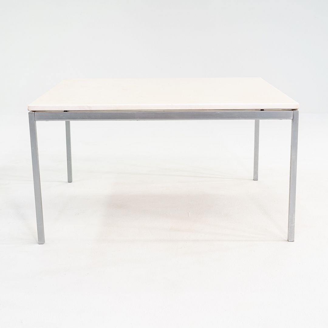 1970s Florence Knoll Coffee / End Table in Chromed Steel and White Marble 36"