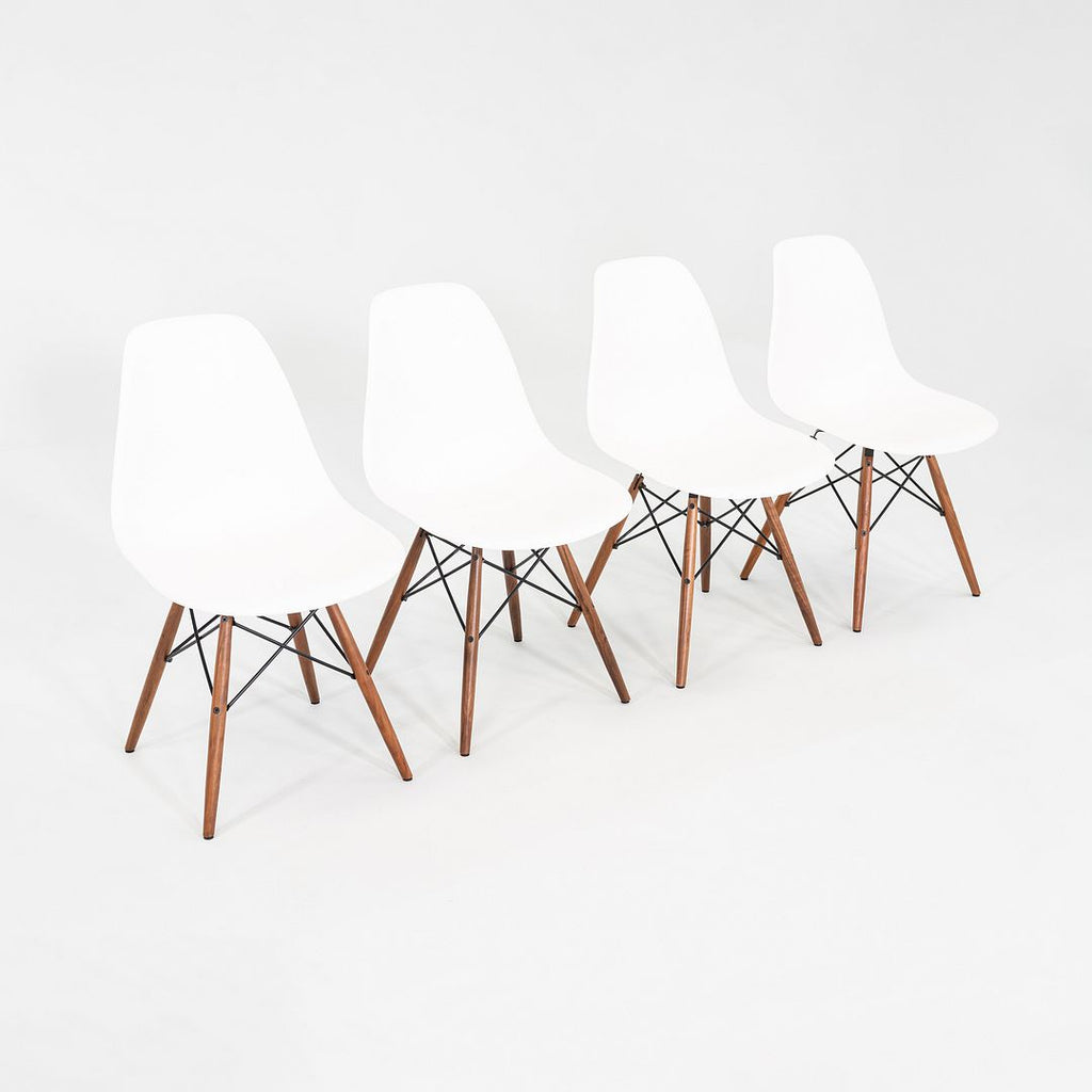 2021 Herman Miller Eames DSW Dining Side Chair in White w/ Walnut Base 4x Avail
