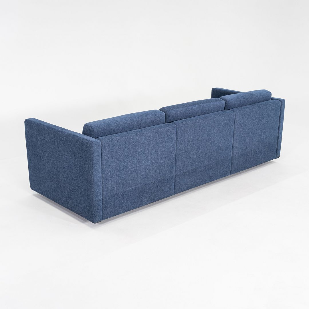 2018 Charles Pfister for Knoll Three Seat Tuxedo Sofa w/ Blue Fabric Upholstery