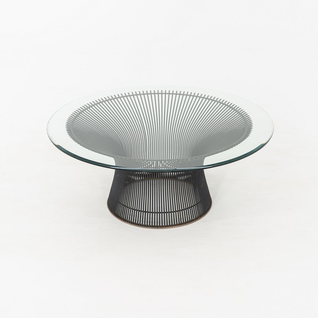SOLD 1960s Warren Platner for Knoll Coffee Table 36 Inch Glass Top in Dark Bronze