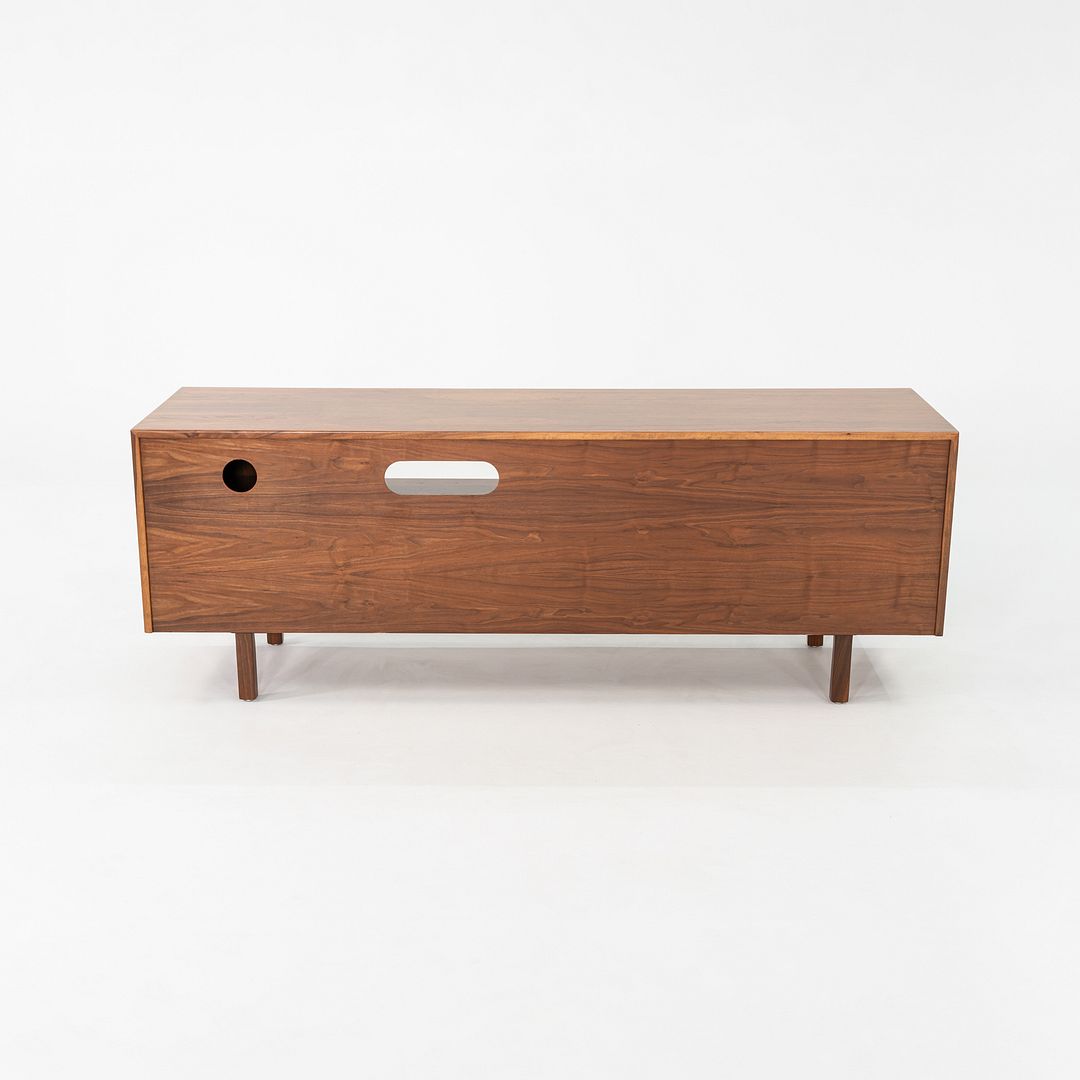 1970s Jens Risom Design Credenza / Cabinet in Walnut and Brass 72x20 inches