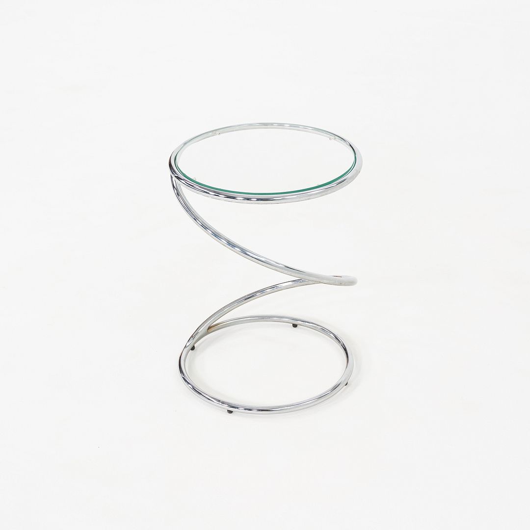 1970s Pair of Pace Collection Spring Side or End Tables in Chrome and Glass