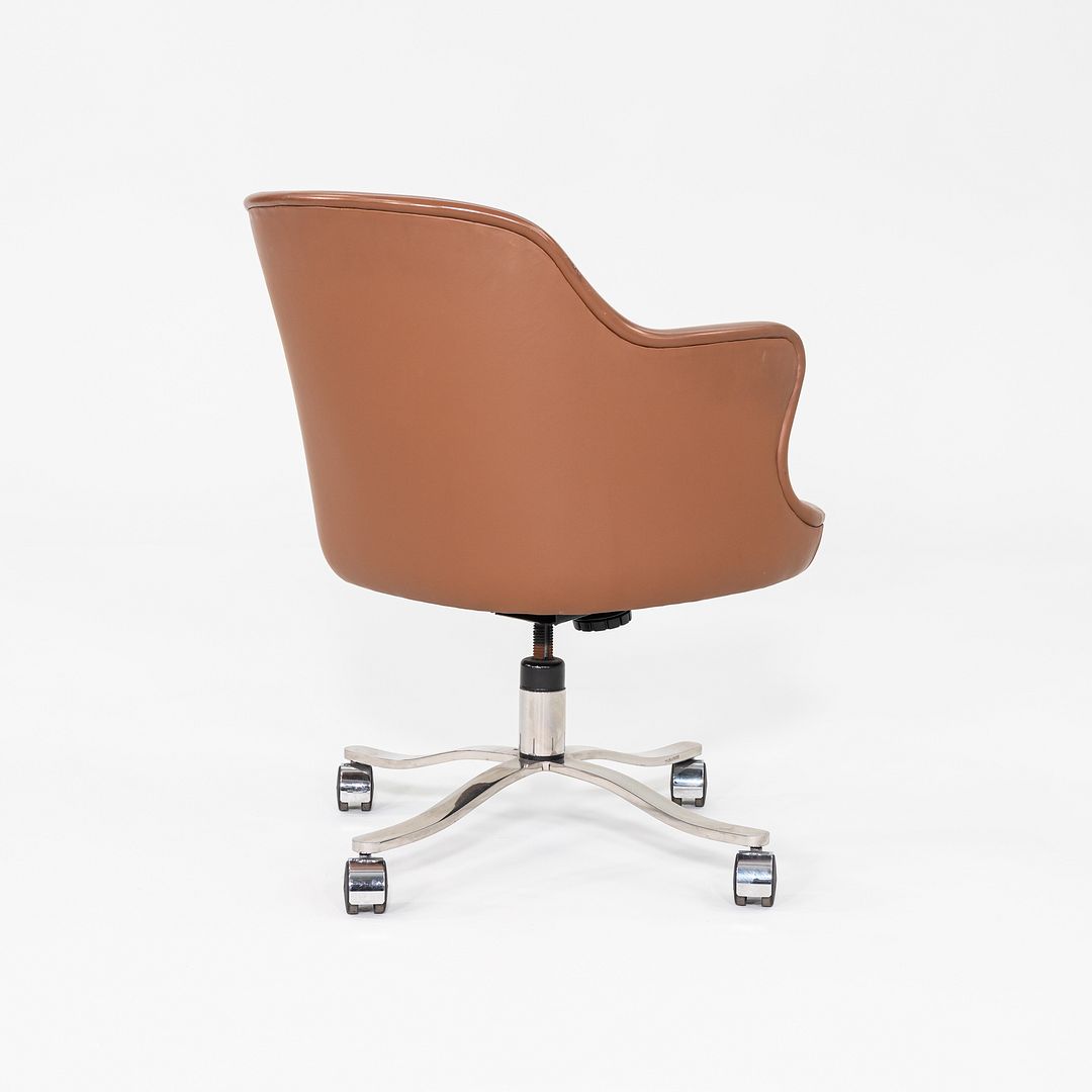 1970s Nicos Zographos CH.72TC Desk Chair in Cognac Leather w/ Bucket Seat Design