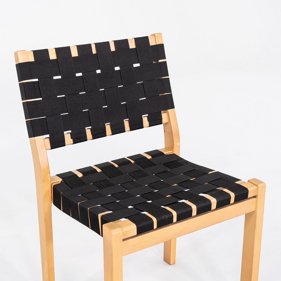 C. 2000s Set of Four Alvar & Aino Aalto for Artek 611 Stacking Dining Chairs with Black Webbing
