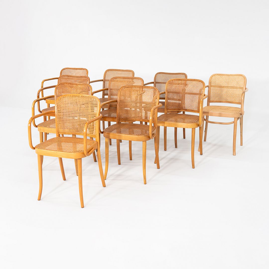 SOLD 1980s Set of 10 Model 811 Prague Chairs by Josef Hoffman for Stendig / Thonet