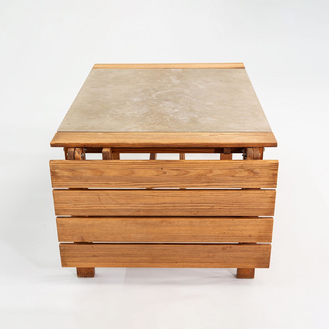 1970s Peter Ole Schionning N. Eilersen Dining Table Oregon Pine & Fiber Concrete