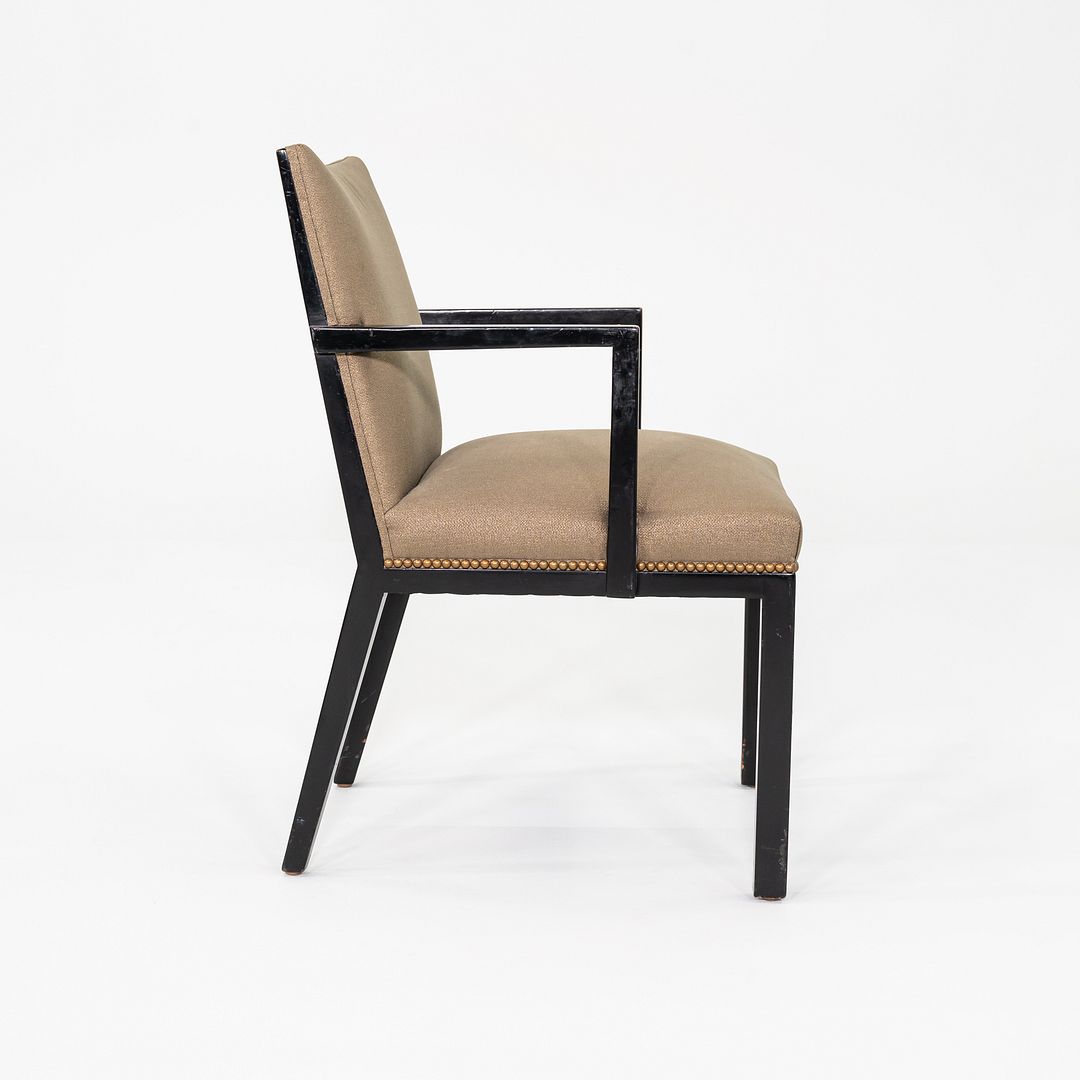 C. 1947 Edward Wormley Dunbar Pair of Ebonized Mahogany Panel Back Arm Chairs