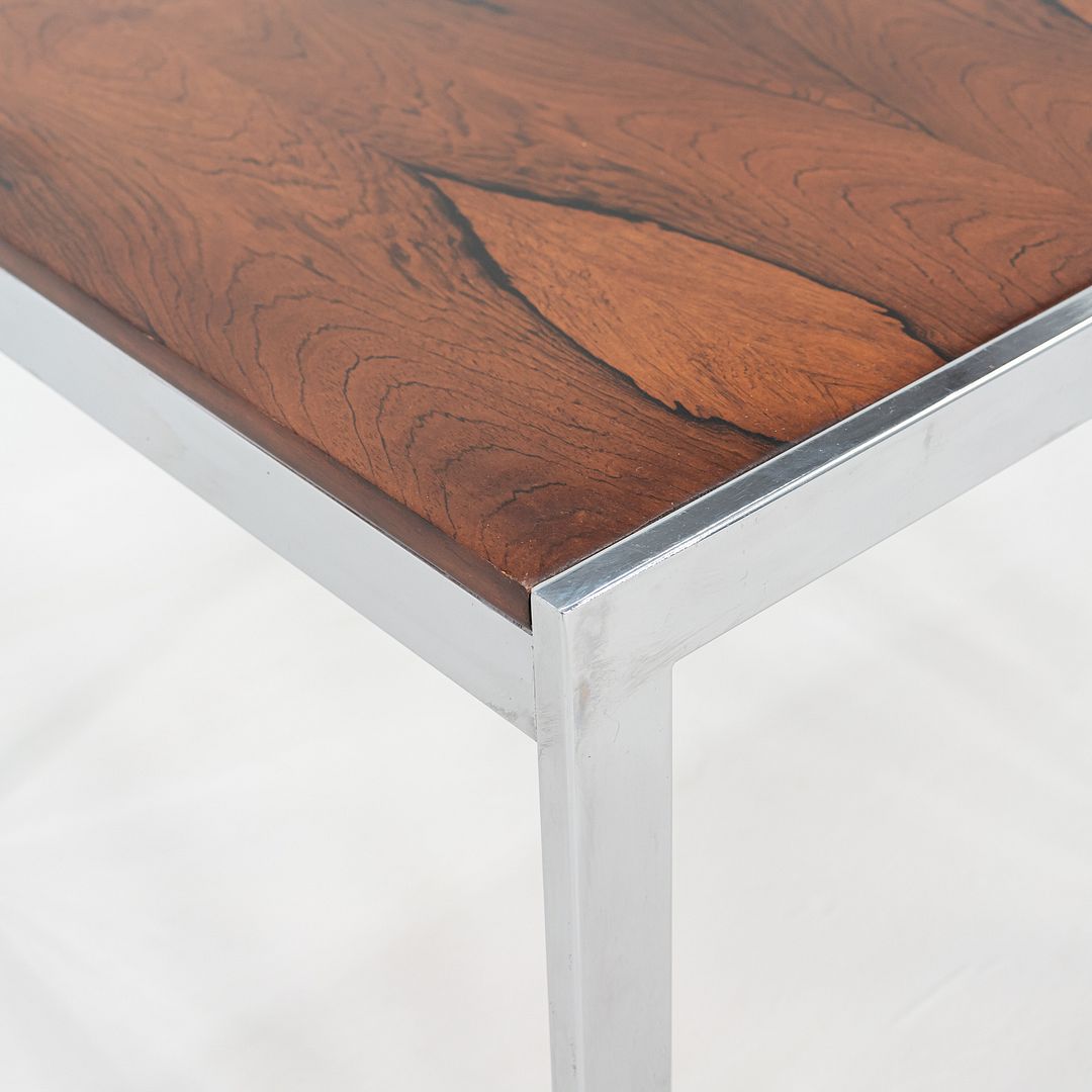 1970s Italian Rosewood Side / End Table with Chromed Steel Base, 22 x 24 in