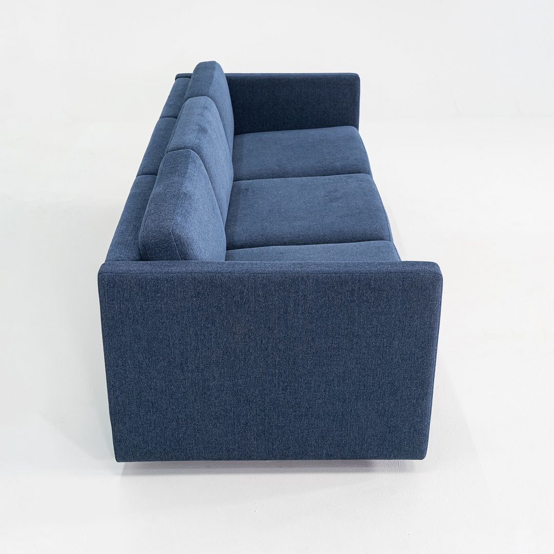 2018 Charles Pfister for Knoll Three Seat Tuxedo Sofa w/ Blue Fabric Upholstery