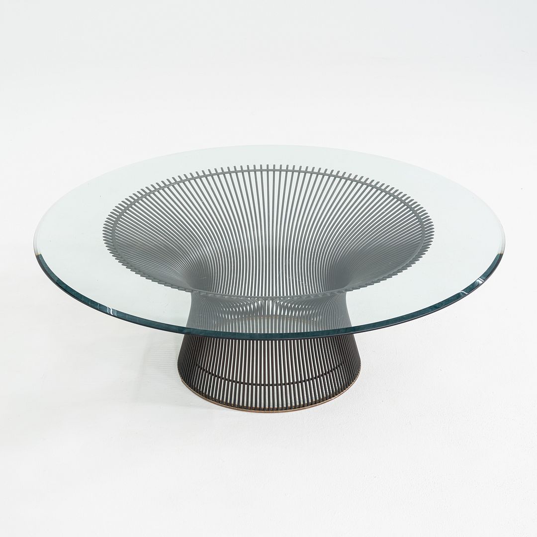 1960s Warren Platner Knoll Coffee Table with Glass Top and Bronze Base 42 Inches