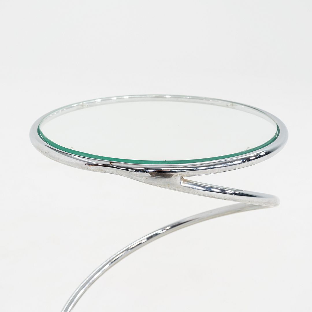 1970s Pair of Pace Collection Spring Side or End Tables in Chrome and Glass