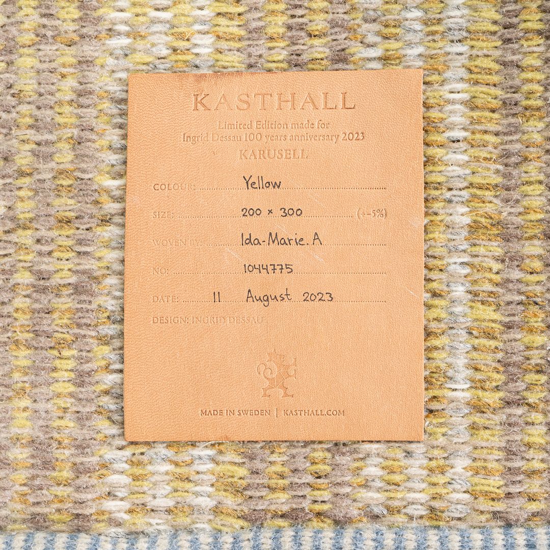 2024 Ingrid Dessau for Kasthall Karusell Rug 200x300cm Yellow Striped Pattern