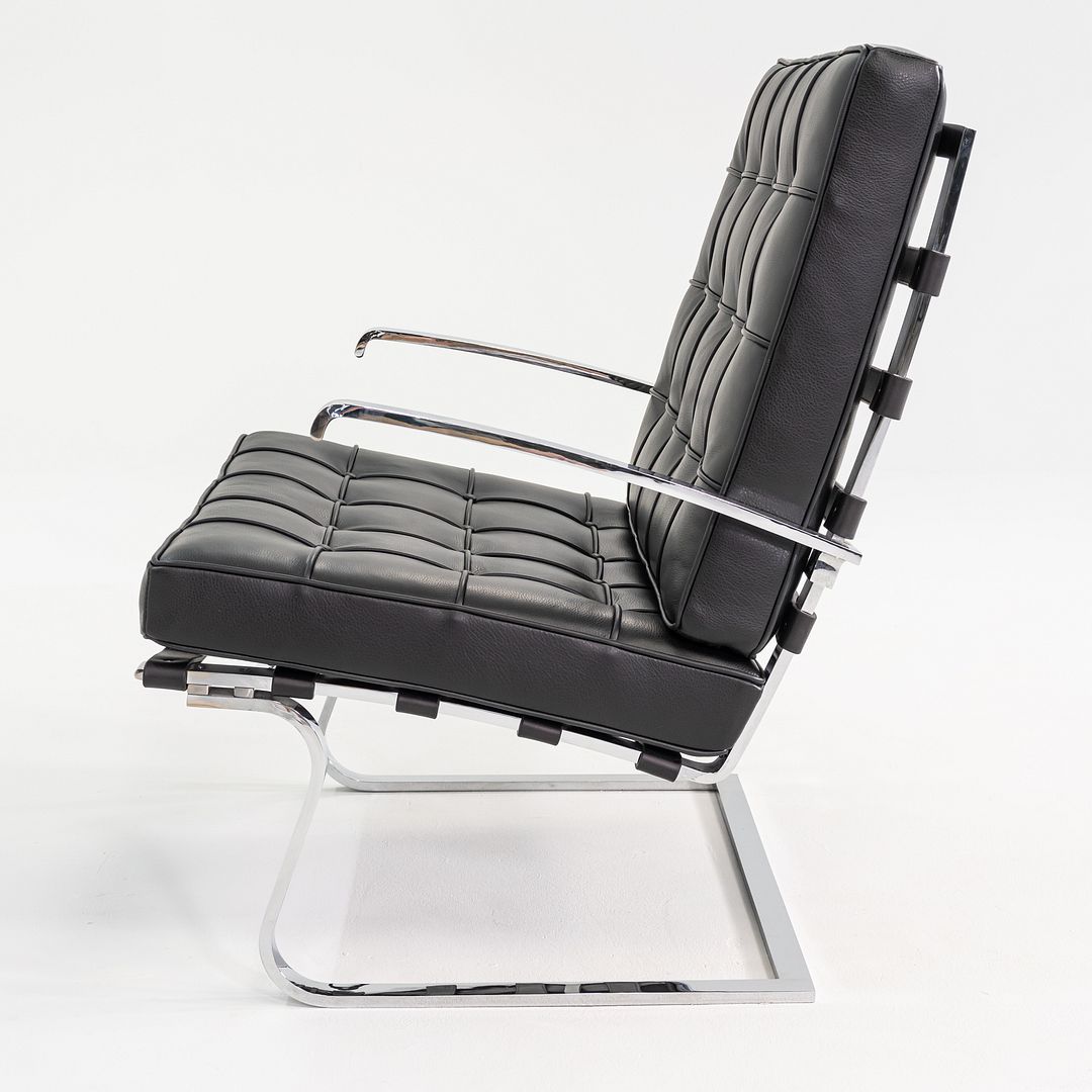 Mies van der Rohe for Knoll Tugendhat Armchair in New Black Leather & Stainless