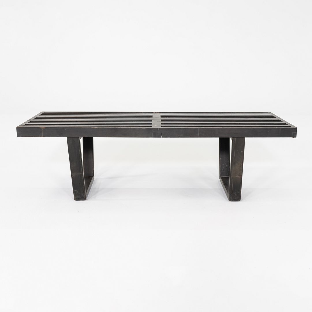 1950s George Nelson for Herman Miller Slatted Bench in Ebonized Wood, Model 4992