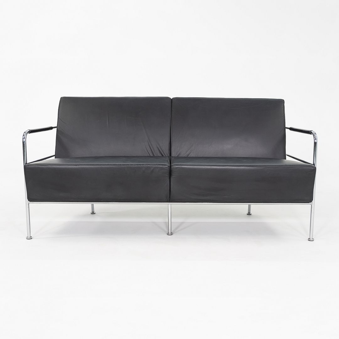 1990s Gunilla Allard for Lammhults Cinema Sofa / Loveseat Steel & Black Leather