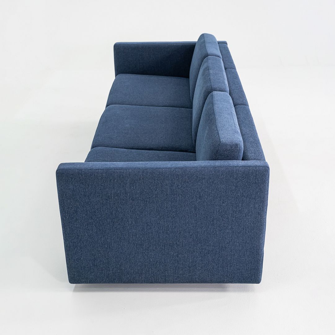 2018 Charles Pfister for Knoll Three Seat Tuxedo Sofa w/ Blue Fabric Upholstery