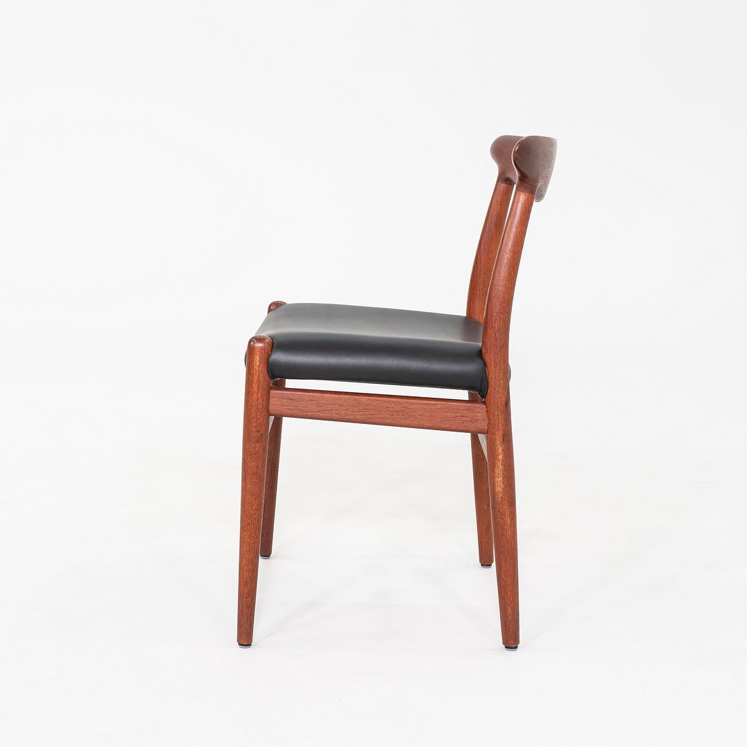 1950s Set of Eight Hans Wegner C.M. Madsen W2 Dining Chairs Teak & Black Leather