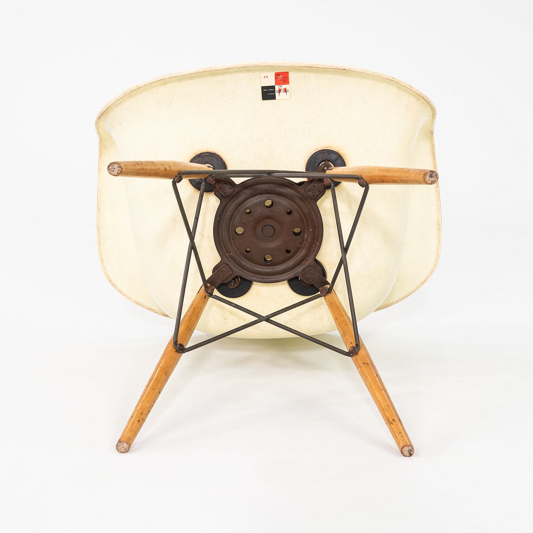 C. 1950 Herman Miller Eames PAW Swivel Chair w/ Birch Dowel Base in Parchment