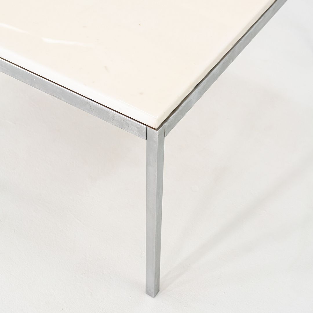 1970s Florence Knoll Coffee / End Table in Chromed Steel and White Marble 36"