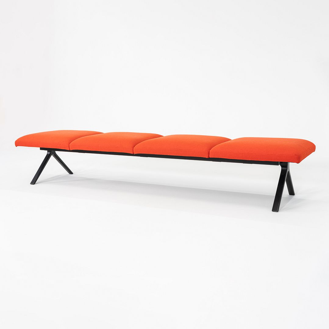 2020s Ichiro Iwasaki for Arper Four Seat Kiik Bench Upholstered in Orange Fabric