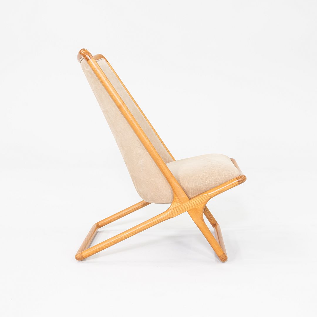 1980 Pair of Ward Bennett for Brickel Associates Scissor Chairs in Ash and Suede