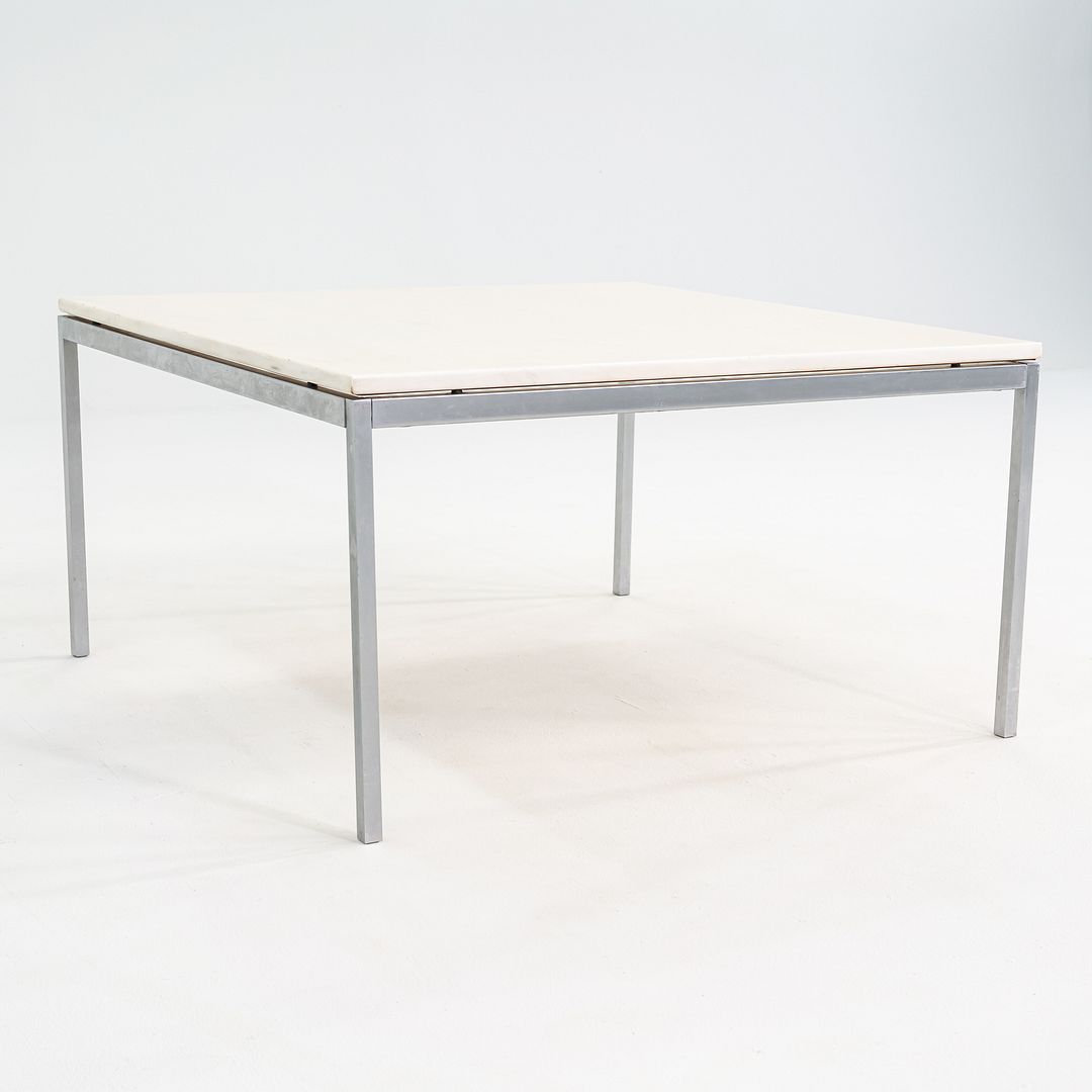 1970s Florence Knoll Coffee / End Table in Chromed Steel and White Marble 36"