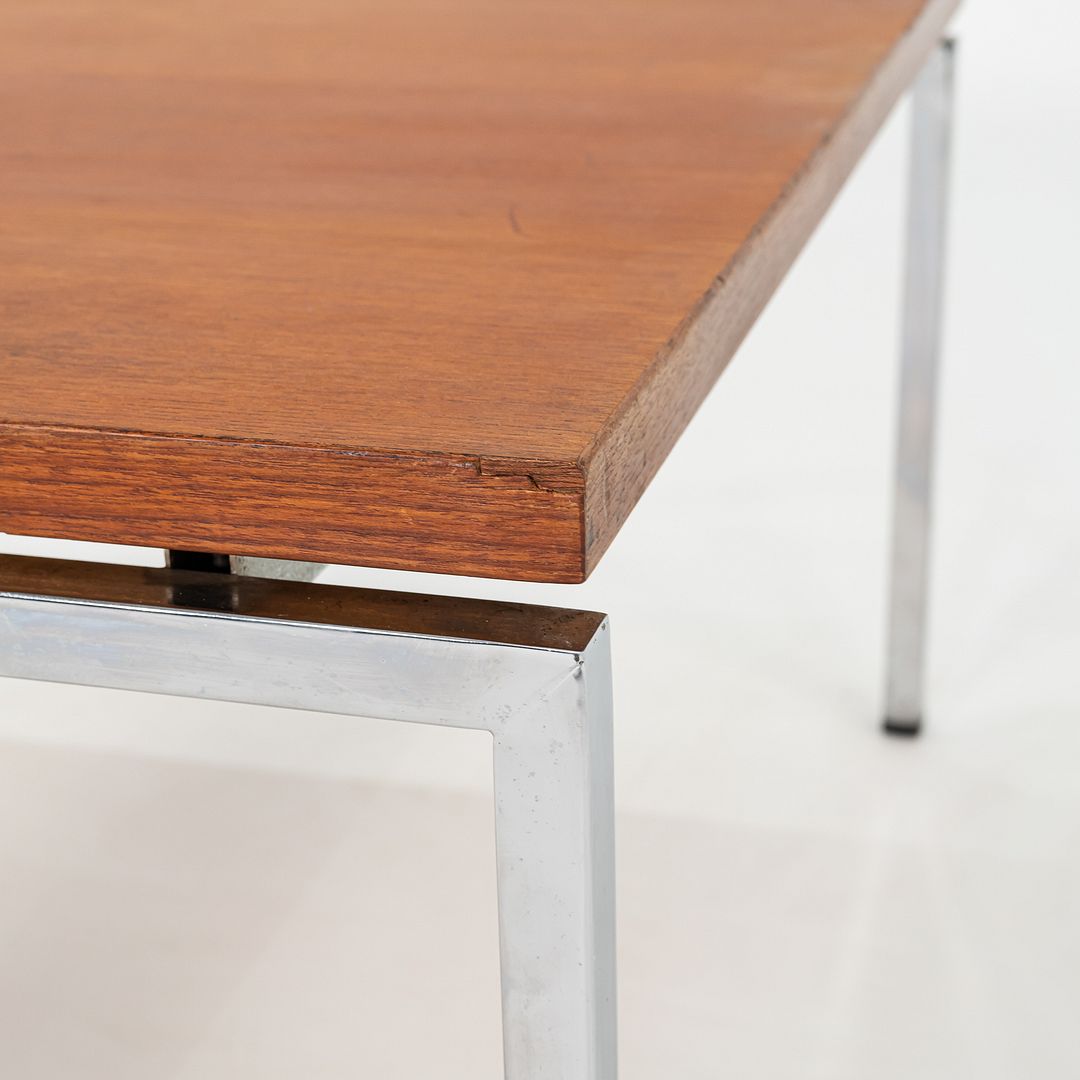 1970s Danish Chromed Steel and Teak Coffee or End Table 33 x 33 x 19 inches